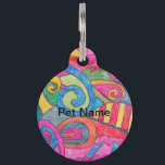 Fun Colorful Design Pet Tag<br><div class="desc">This design was created on drawing paper and colored with color pencils.</div>