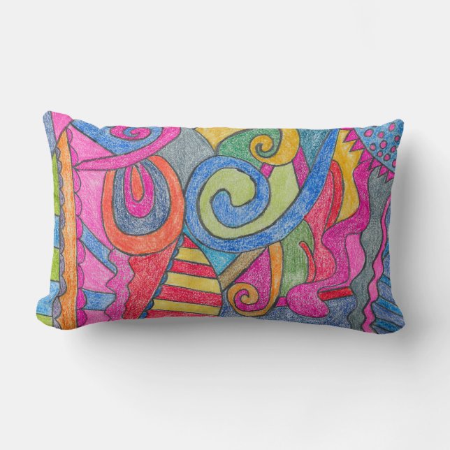 Fun Colorful Design Throw Pillow (Front)
