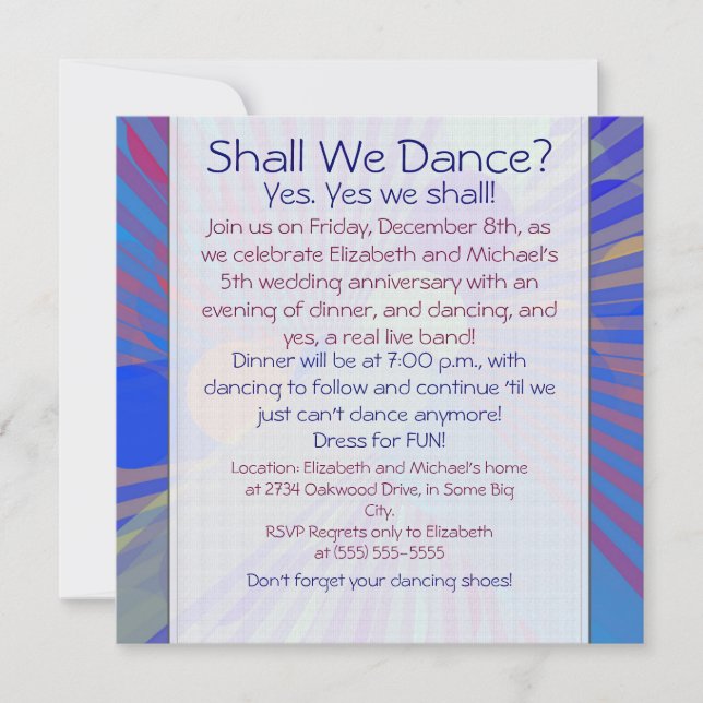 Fun Colorful Dinner Dance Anniversary Invitation (Front)