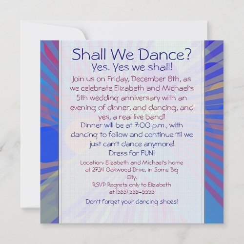 Fun Colorful Dinner Dance Anniversary Invitation