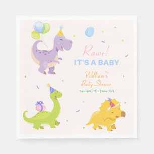 Fun Colorful Dinosaur Balloon Party Baby Shower Napkins