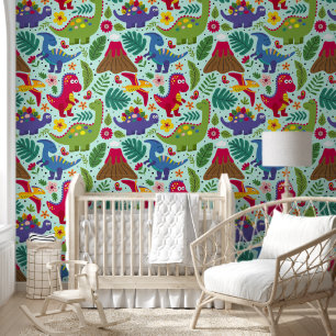 Fun Colorful Dinosaur Pattern Wallpaper