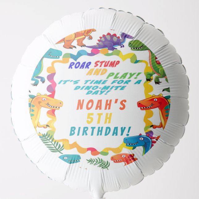 Fun Colorful Dinosaur Themed Dino-Mite  Balloon (Front)