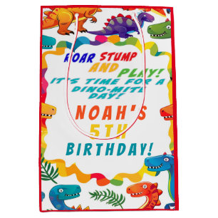 Fun Colorful Dinosaur Themed Dino-Mite  Medium Gift Bag