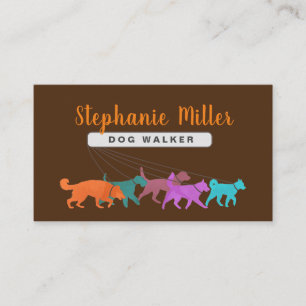 Fun Colorful Dogs - Dog Walker Business Card
