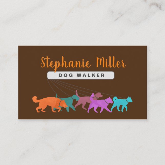 Fun Colorful Dogs - Dog Walker Business Card (Front)
