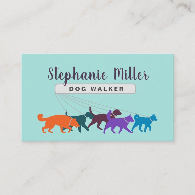 Fun Colorful Dogs - Dog Walker Business Card (Front)