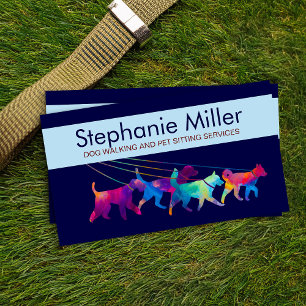Fun Colorful Dogs - Dog Walker Business Card