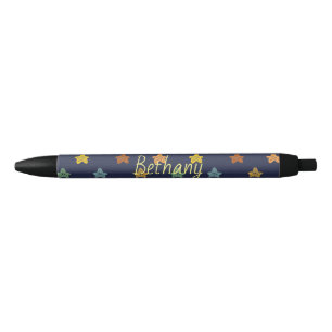 Fun Colorful Doodle Stars on Blue Personalized Pen