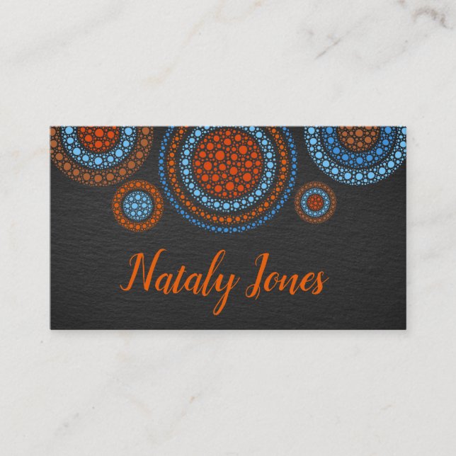 Fun Colorful Dot Art Circles Business Card (Front)
