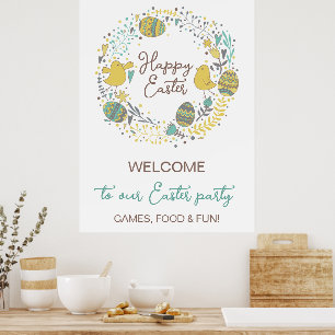 Fun Colorful Easter Brunch Egg Hunt Welcome Sign
