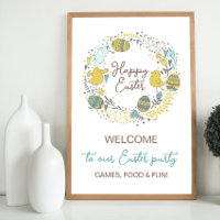 Fun Colorful Easter Brunch Egg Hunt Welcome Sign