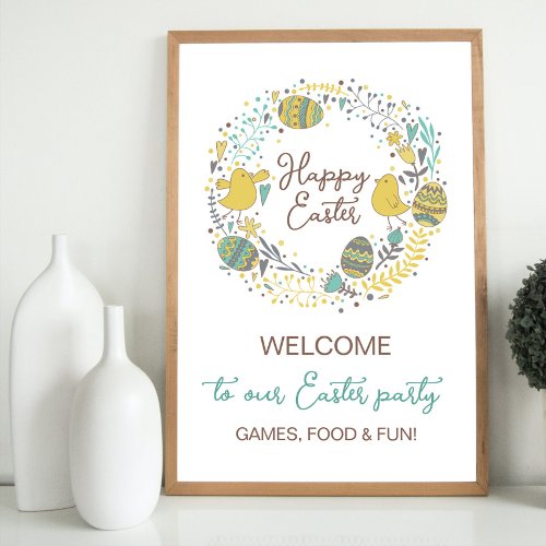 Fun Colorful Easter Brunch Egg Hunt Welcome Sign