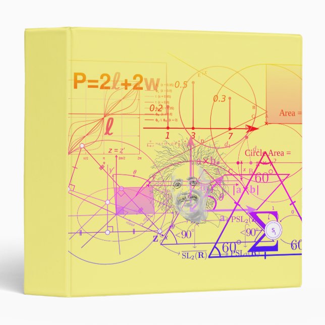 Fun Colorful Equations Geometric Designs 3 Ring Binder (Front/Spine)