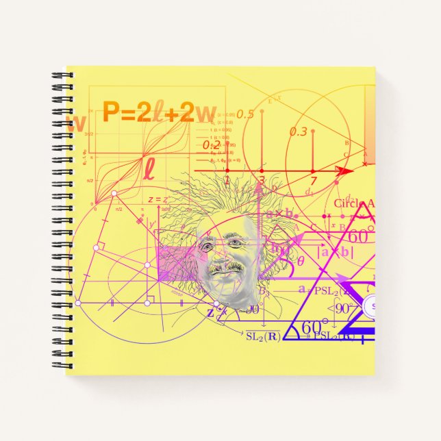 Fun Colorful Equations Geometric Designs Square Notebook (Front)