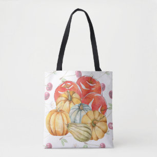 Fun Colorful Fall Season Pumpkin Apples Tote Bag