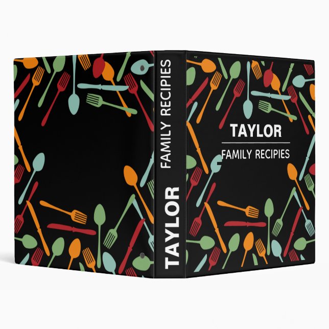 Fun Colorful Family Recipe 3 Ring Binder (Background)