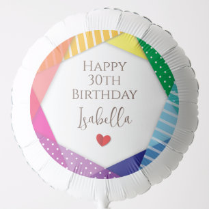 Fun Colorful Festival Themed Happy 30th Birthday Balloon