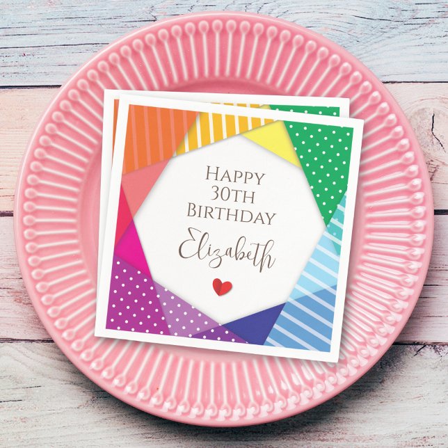 Fun Colorful Festival Themed Happy 30th Birthday Napkins (Creator Uploaded)