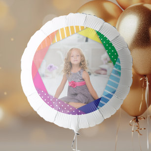 Fun Colorful Festival Themed Happy Birthday Photo Balloon