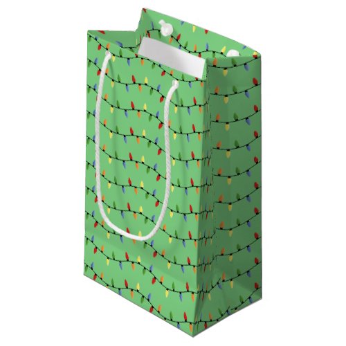 Fun Colorful Festive Holiday Tree Lights Pattern Small Gift Bag