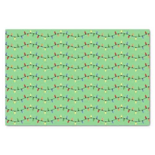 Fun Colorful Festive Holiday Tree Lights Pattern Tissue Paper