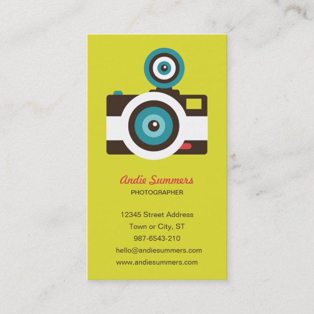 Fun Colorful FishEye Camera Photographer Business Card (Front)