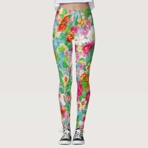 Fun Colorful Floral Art Leggings