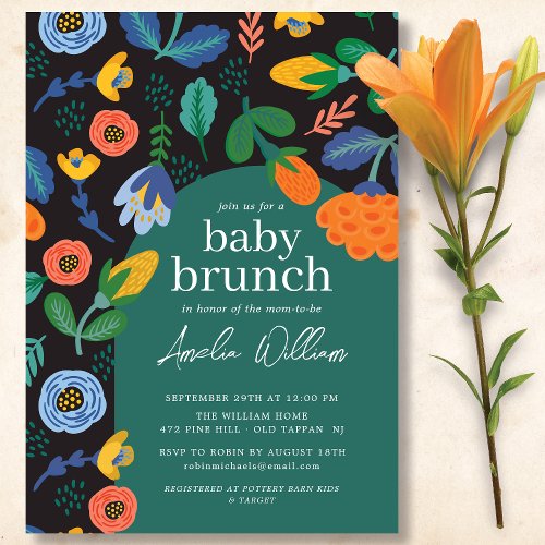 Fun Colorful Floral Baby Brunch Invitation