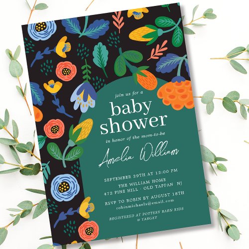 Fun Colorful Floral Baby Shower Invitation