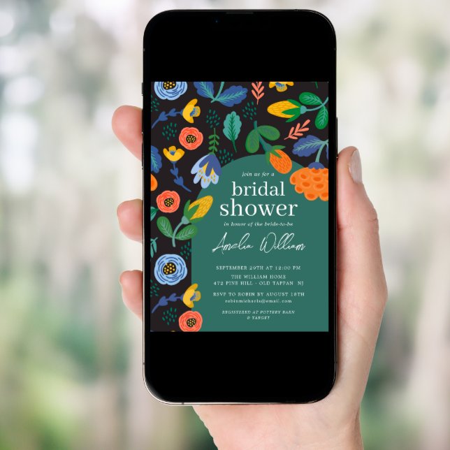Fun Colorful Floral Bridal Shower Invitation (Front Digital)