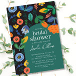 Fun Colorful Floral Bridal Shower Invitation<br><div class="desc">Modern bridal shower design featuring big bold colorful flowers in orange yellow and blue with a modern arch showcasing your party info.</div>