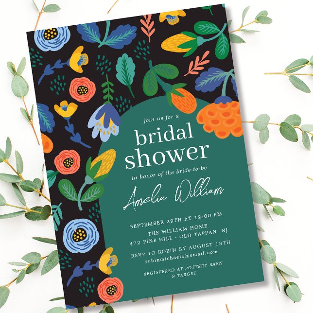 Fun Colorful Floral Bridal Shower Invitation (Creator Uploaded)