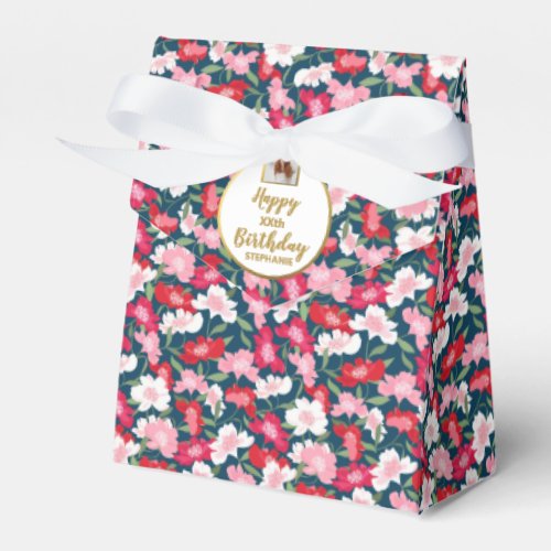 Fun Colorful Floral Custom Photo Birthday Party Favor Boxes