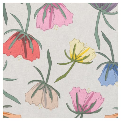 Fun Colorful Floral Design on Cotton Fabric
