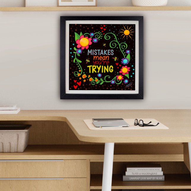 Fun Colorful Floral Inspirational Mistakes Quote Poster (Creator Uploaded)