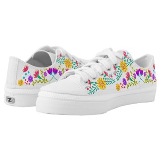 Fun Colorful Floral Pattern Mexican Fiesta Flowers Low-Top Sneakers