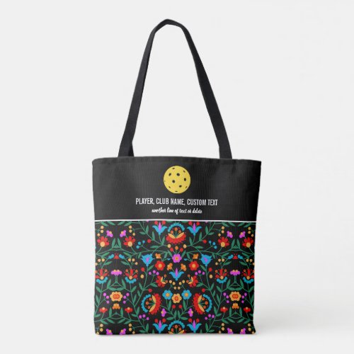 Fun Colorful Floral Print Custom Pickleball Paddle Tote Bag