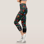 Fun Colorful Floral Print Custom Tennis Logo Capri Leggings<br><div class="desc">Stand out on the tennis court with these super cute capri leggings featuring a fun colorful floral pattern highlighted with tennis rackets and your custom text on the bottom edge. Customize with your monogram, club name, player name, etc. Or delete the text and just have the tennis rackets. Super comfortable,...</div>