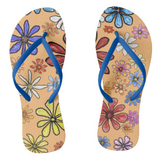 Fun Colorful Flowers Flip Flops