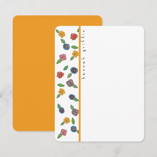 Fun Colorful Flowers Note Card (Front/Back)