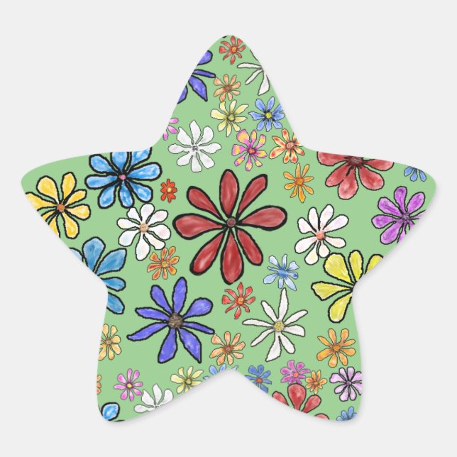 Fun Colorful Flowers Sticker (Front)