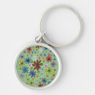 Fun Colorful Flowers Sticker Keychain