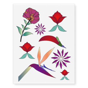 Fun colorful flowers temporary tattoos