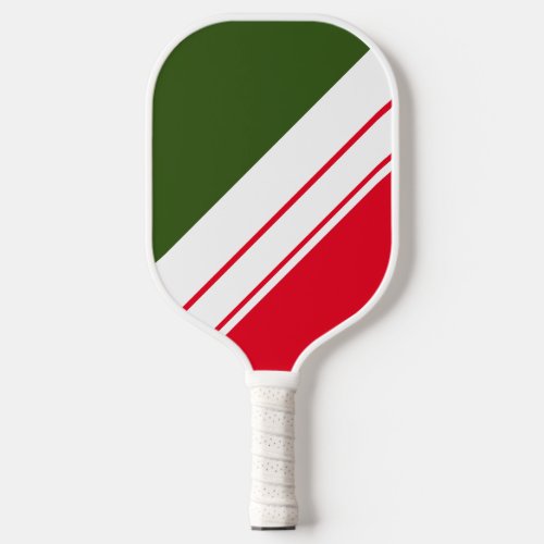 Fun Colorful Forest Green Bright Red White Stripes Pickleball Paddle