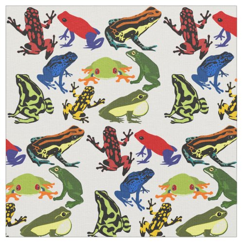 Fun Colorful Frog poison dart frogs pattern Fabric