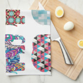 fun colorful funky elephant design kitchen towel (Quarter Fold)