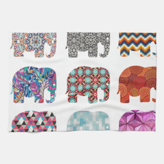 fun colorful funky elephant design kitchen towel