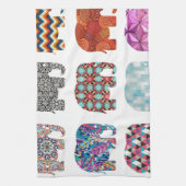 fun colorful funky elephant design kitchen towel (Vertical)