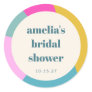 Fun Colorful Geometric Unique Custom Bridal Shower Classic Round Sticker